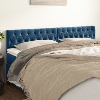 vidaXL Tăblii de pat, 2 buc, albastru închis, 90x7x78/88 cm, catifea