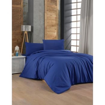 Lenjerie de pat albastru-închis din bumbac pentru pat dublu 200x200 cm – Mijolnir ieftina