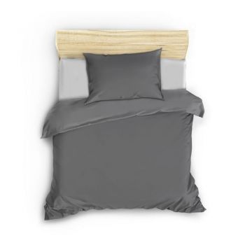 Lenjerie de pat gri închis din bumbac satinat pentru pat de o persoană 140x200 cm – Mijolnir ieftina