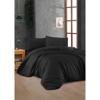 Lenjerie de pat neagră din bumbac pentru pat dublu 200x200 cm – Mijolnir ieftina