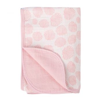 Pătură pentru copii roz din bumbac 120x120 cm Seashell – Mijolnir