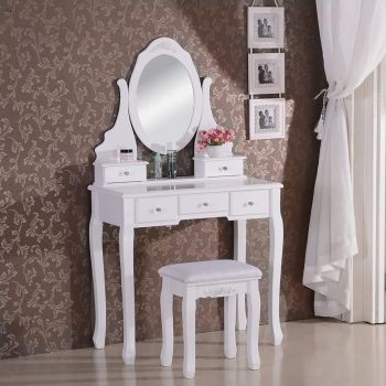SEA112 - Set Masa alba toaleta cosmetica machiaj oglinda masuta ieftina