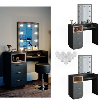 SEG204 - Set Masa toaleta, 100 cm, moderna cosmetica machiaj oglinda, masuta vanity cu sau fara LED- Antracit ieftina
