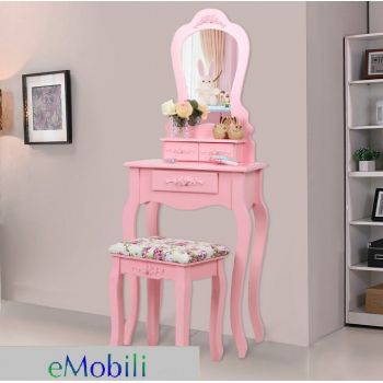 SER101 - Set Masa roz toaleta cosmetica machiaj oglinda masuta vanity