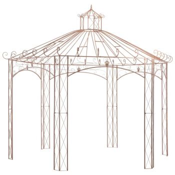 Pavilion de grădină maro antichizat 4 m fier