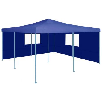 Pavilion pliabil cu 2 pereți laterali albastru 5 x 5 m