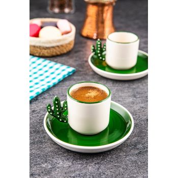 Set cești de cafea, Verde, 6x7.5x6 cm ieftin