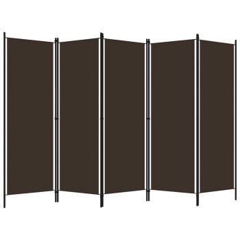 vidaXL Paravan de cameră cu 5 panouri, maro, 250 x 180 cm