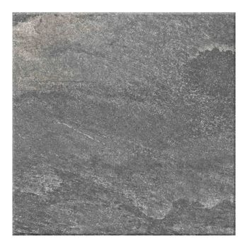 Gresie portelanata Kai Santana, antracit-gri inchis, clasa aderenta R10, aspect de piatra, 60 x 60 cm