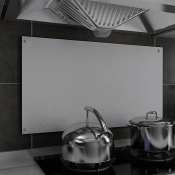 Panou antistropi bucătărie alb 90x50 cm sticlă securizată