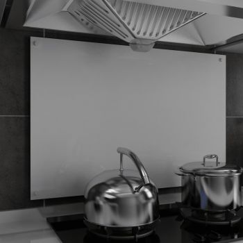 Panou antistropi bucătărie alb 90x60 cm sticlă securizată