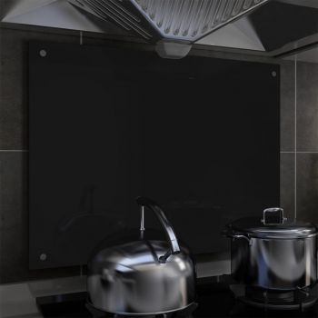 Panou antistropi bucătărie negru 80x60 cm sticlă securizată