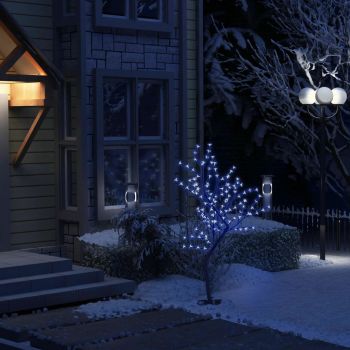 Pom Crăciun 128 LED-uri lumină albastră flori de cireș 120 cm