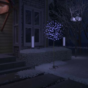 Pom Crăciun 200 LED-uri lumină albastră flori de cireș 180 cm