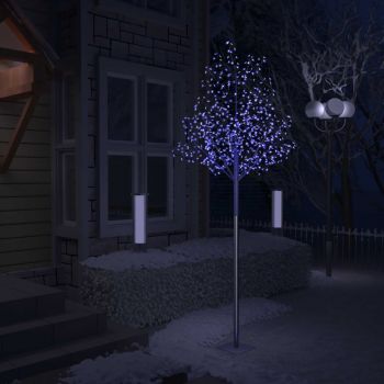 Pom Crăciun 600 LED-uri lumină albastră flori de cireș 300 cm