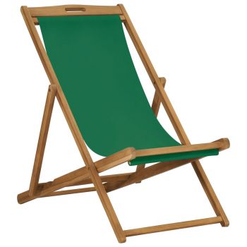 Scaun de plajă pliabil verde lemn masiv de tec ieftin