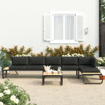 Set canapea de grădină colțar cu perne 4 piese aluminiu WPC ieftina