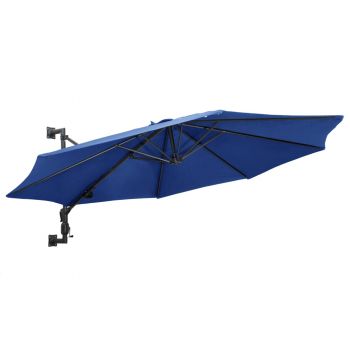 Umbrelă de soare de perete cu stâlp metalic albastru 300 cm