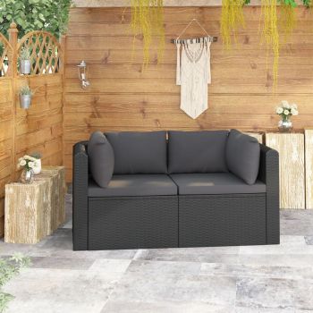 Set mobilier de grădină cu perne 2 piese negru poliratan ieftina