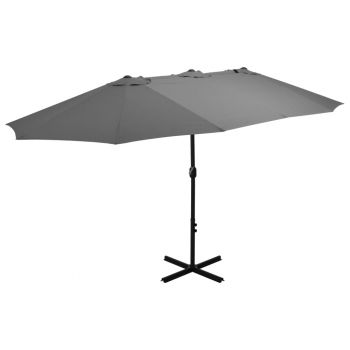 Umbrelă de soare cu stâlp aluminiu antracit 460 x 270 cm