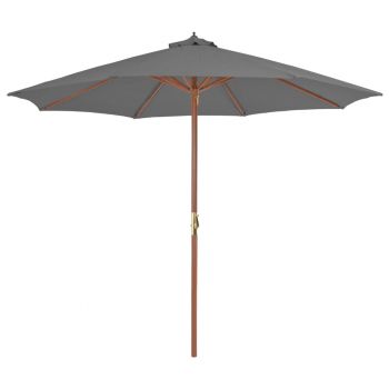 Umbrelă de soare de exterior stâlp din lemn 300 cm antracit