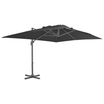 Umbrelă suspendată cu stâlp din aluminiu antracit 400x300 cm