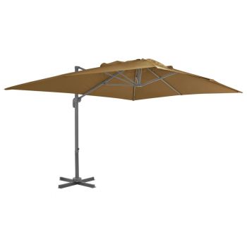 Umbrelă suspendată cu stâlp din aluminiu taupe 400x300 cm