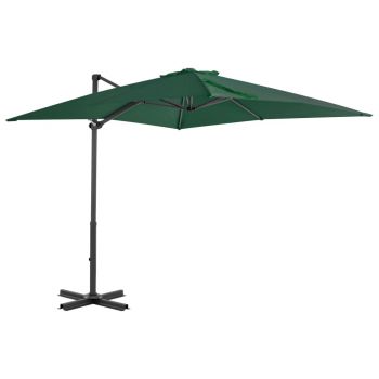 Umbrelă suspendată cu stâlp din aluminiu verde 250x250 cm