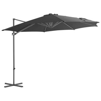 Umbrelă suspendată cu stâlp din oțel antracit 300 cm