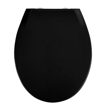 Capac de toaleta cu sistem de coborare easy-close, Wenko, Kos, 37 x 44 cm, termoplastic, negru