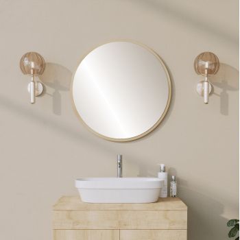 Oglinda decorativa Yuvarlak Mirror - Beige, Bej, 2x60x60 cm