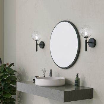 Oglinda decorativa Yuvarlak Mirror - Black, Negru, 2x60x60 cm