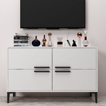Comoda TV Ctn - White, Alb, 75x30x120 cm