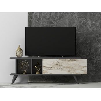 Comoda TV Liberty - Anthracite, Marble, Gri, 45x30x120 cm