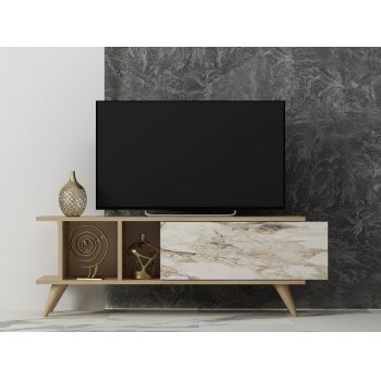 Comoda TV Liberty - Sapphire Oak, Marble, Stejar, 45x30x120 cm