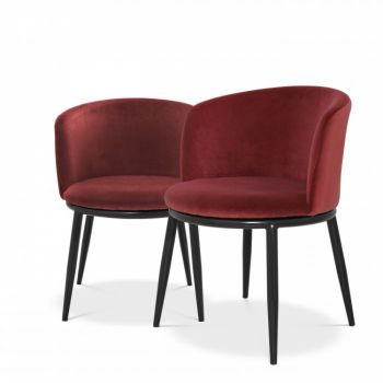 Set 2 scaune cu brate din Catifea si Metal Rosu/Negru H74xL57xA47cm Eichholtz Filmore