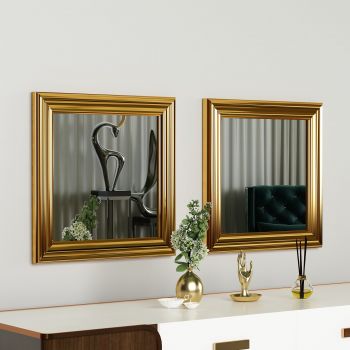 Set oglinzi (2 bucăți) Bale - Gold, Aur, 3x40x40 cm