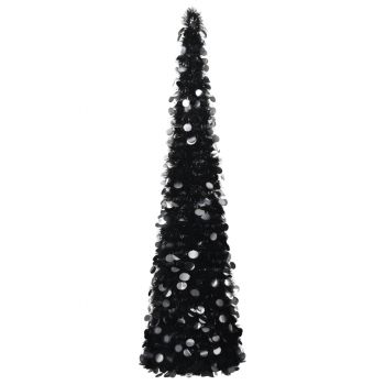 Brad de Crăciun artificial tip pop-up negru 150 cm PET