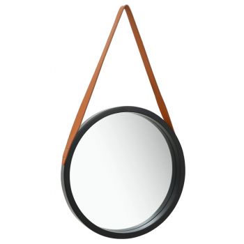 Oglindă de perete cu o curea 40 cm negru ieftina