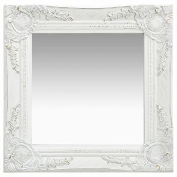 Oglindă de perete in stil baroc alb 40 x 40 cm ieftina