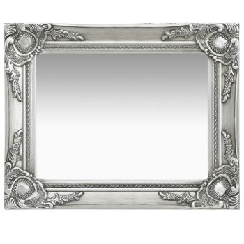 Oglindă de perete in stil baroc argintiu 50 x 40 cm