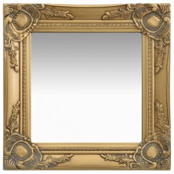 Oglindă de perete in stil baroc auriu 40 x 40 cm