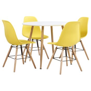 Set de mobilier bucătărie 5 piese galben material plastic