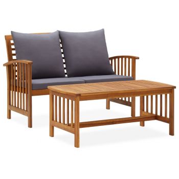 Set mobilier de grădină cu perne 2 piese lemn masiv de acacia ieftin
