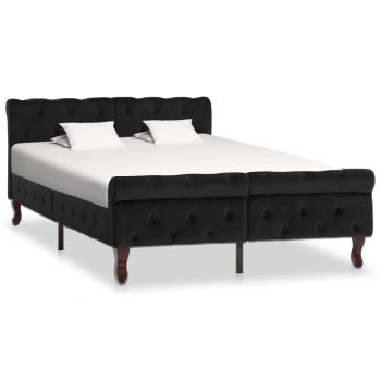Cadru de pat negru 120 x 200 cm catifea ieftin