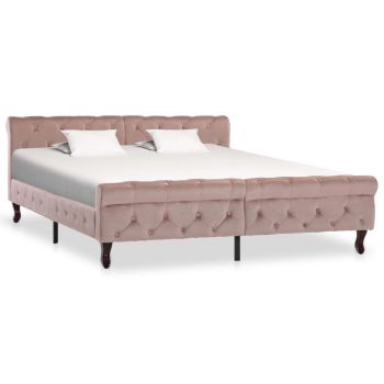 Cadru de pat roz 160 x 200 cm catifea