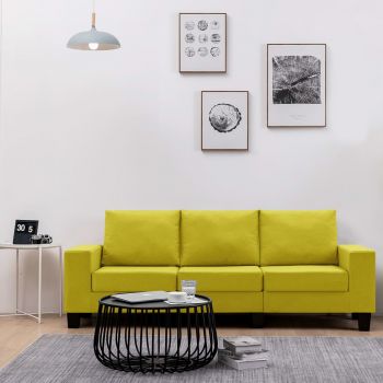 Canapea cu 3 locuri galben material textil ieftina