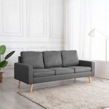 Canapea cu 3 locuri gri deschis material textil ieftina
