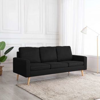 Canapea cu 3 locuri negru material textil