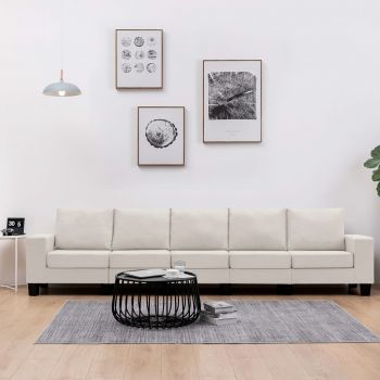 Canapea cu 5 locuri crem material textil ieftina